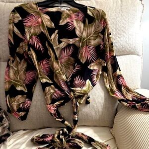 Billabong Tropical Leaf Wrap Blouse